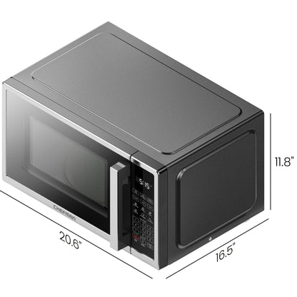 Chefman 0.9 Cu ft Countertop Microwave Oven, 900 Watts - Stainless Steel