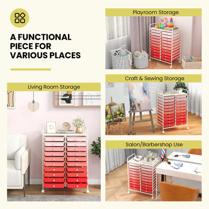 Gymax Office Rolling Cart 20 Storage Drawers Scrapbook Paper Studio Organizer Mutlicolor