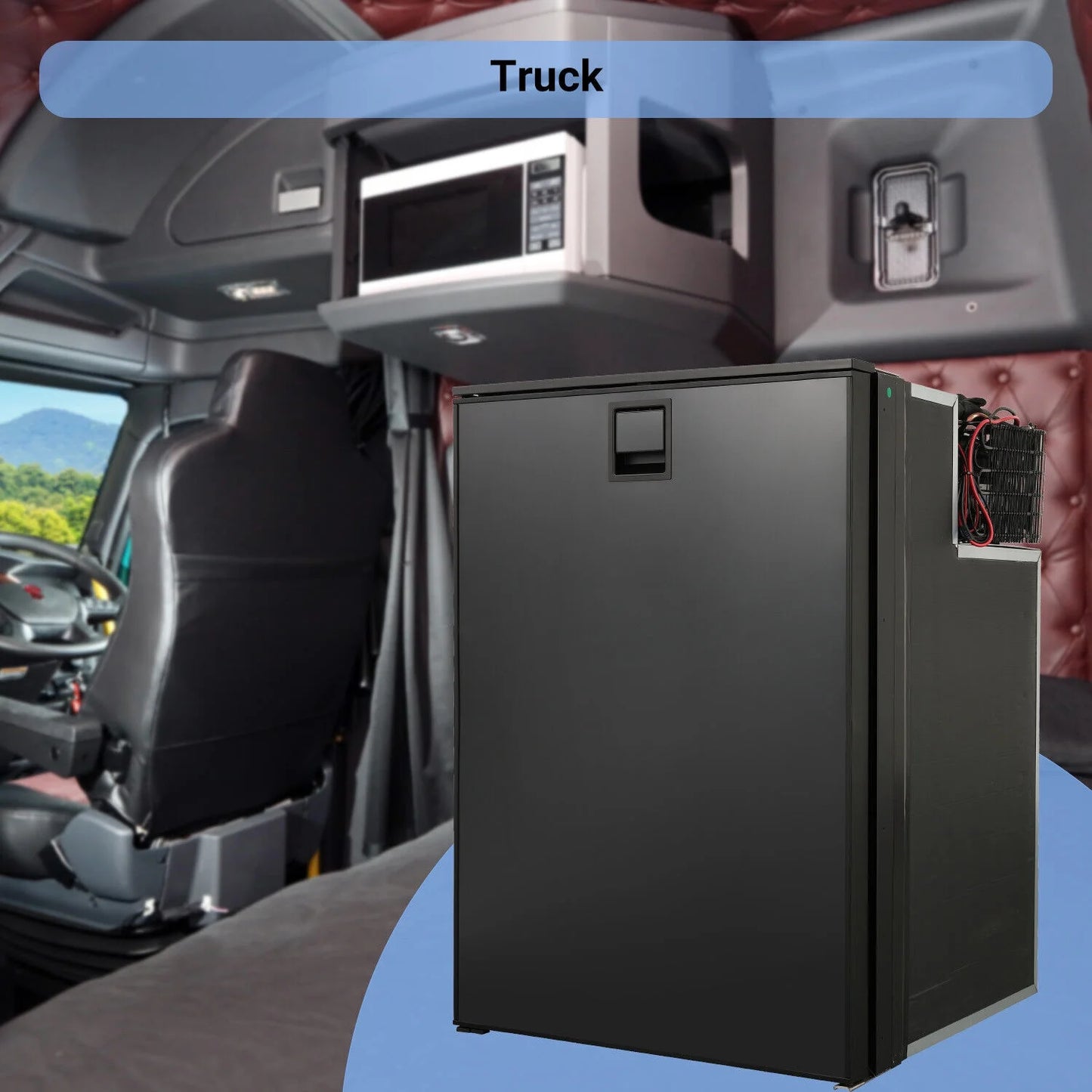 Smad 4.5 Cu ft/130L DC 12/24V RV Refrigerator with Freezer Compact Portable Fridge