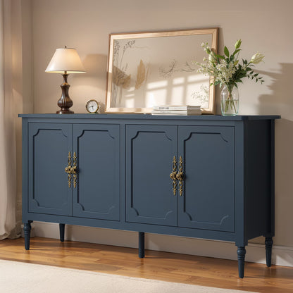 May in Color Console Cabinet, 58'' Wood Sideboard Buffet Cabinet with Storage & 4 Doors, Mid Century Modern Pantry Cabinet for Entryway, Living Room, Bedroom, Dining Room, Green