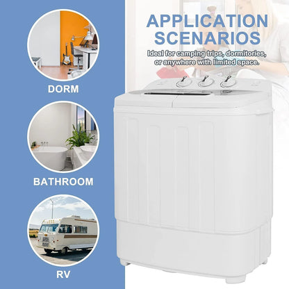 Compact Mini Twin Tub Washing Machine Portable 13lbs Laundry Washer and Dryer
