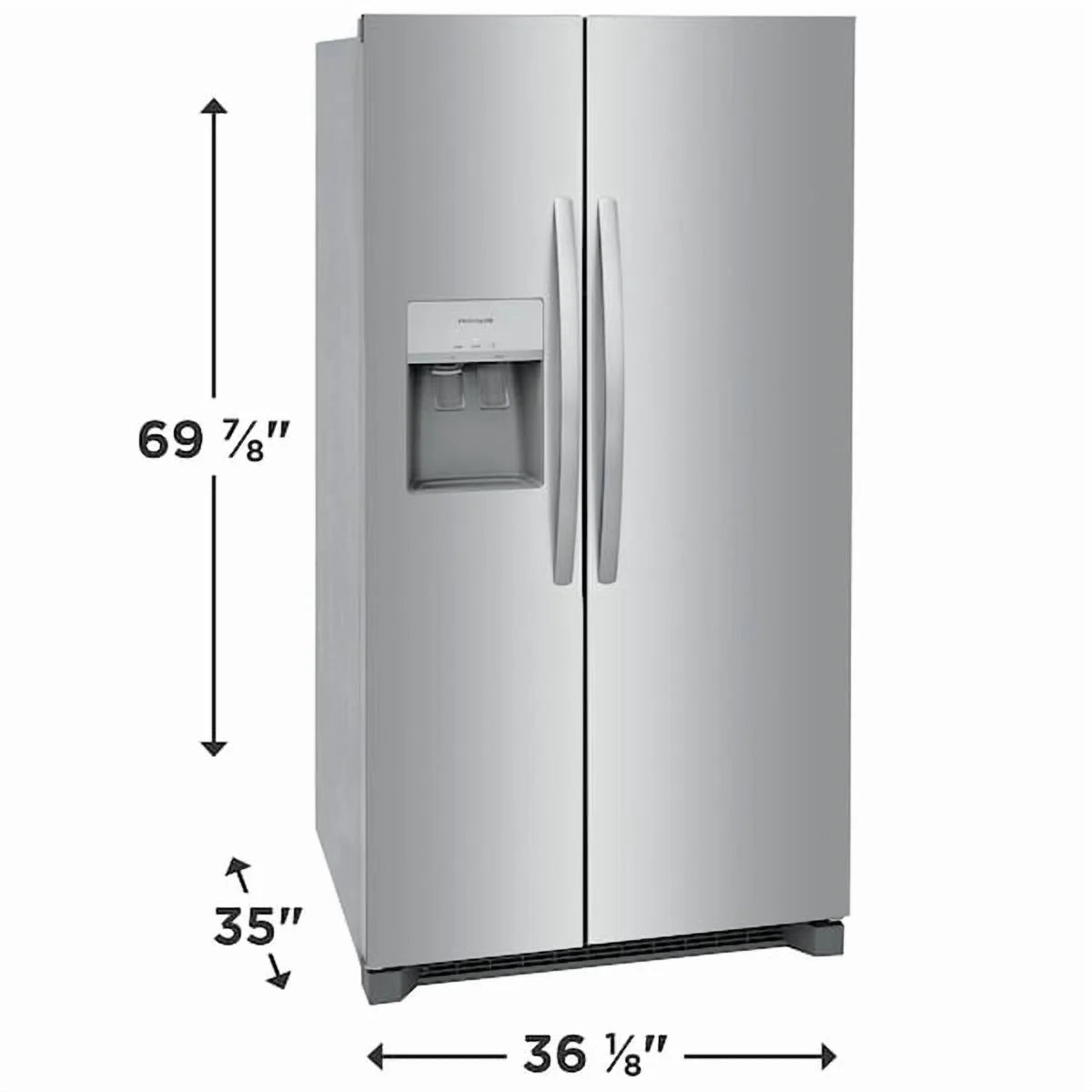 Frigidaire FRSS2623AS 26 Cu. Ft. 36" Standard Depth Side-by-Side Refrigerator, Energy Star Certified, Stainless Steel