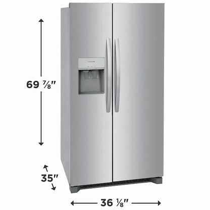 Frigidaire FRSS2623AS 26 Cu. Ft. 36" Standard Depth Side-by-Side Refrigerator, Energy Star Certified, Stainless Steel