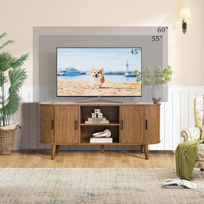 TV Stand for TVs up to 70", 63" Entertainment Center with Sliding Doors, Media Console Table for Living Room