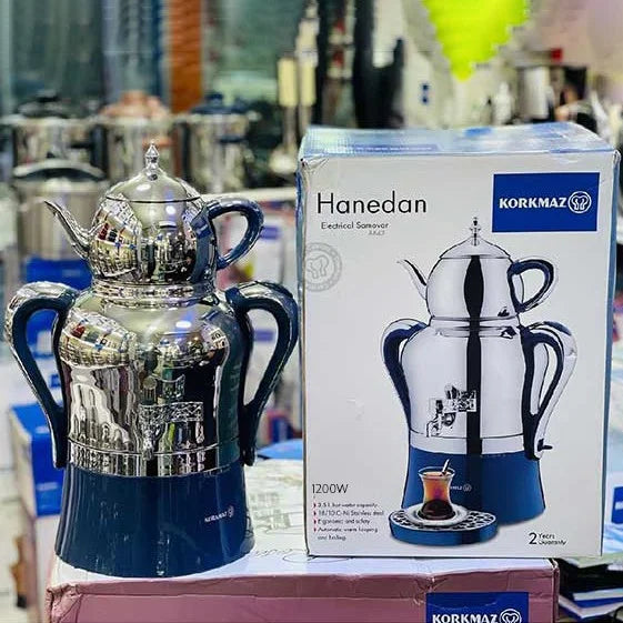Korkmaz Hanedan Premium Silver 18/10 Cr-Ni Stainless Steel Dishwasher Safe Electric Tea Maker
