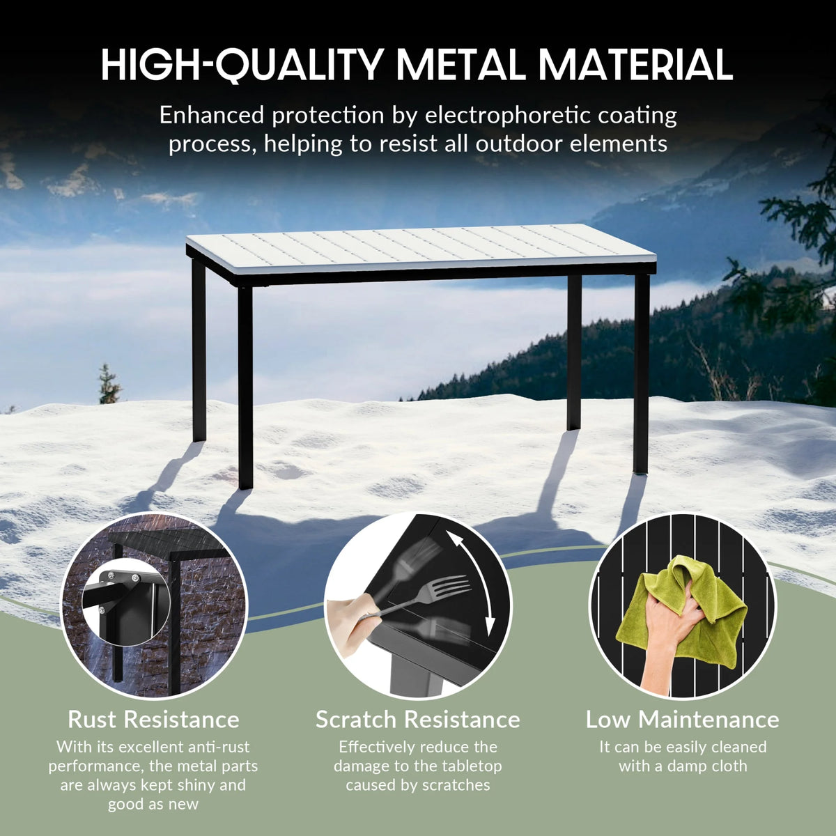 WestinTrends Playa 59" Iron Metal Outdoor Rectangular Patio Dining Table For 6, Olive Green