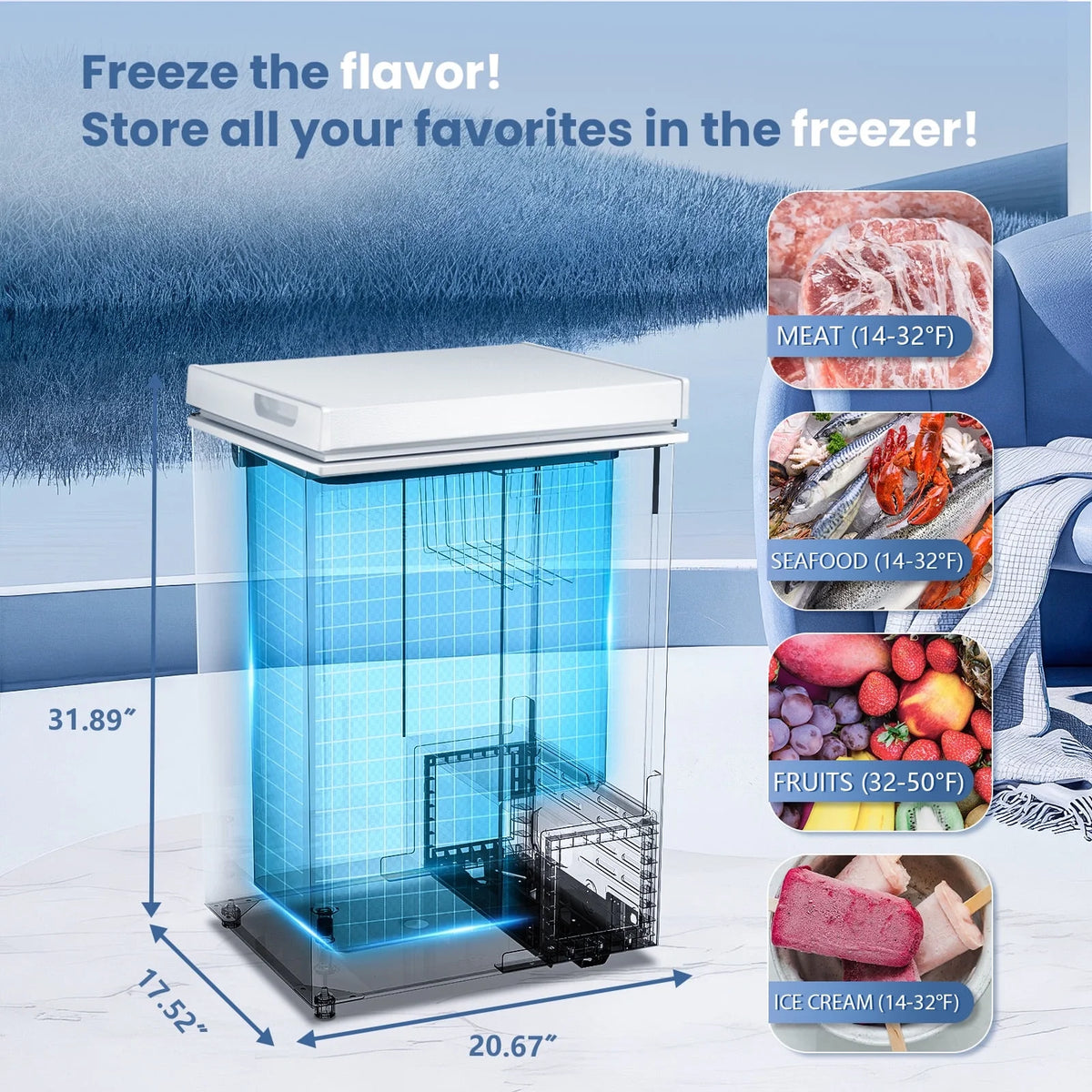 KNDKO 2.8cu.ft Chest Freezer, Freestanding Top Open Door Compact Freezer with Removable Basket, Adjustable 7 Thermostat and Bottom Defrost Water Drain for Apartment/Home, White