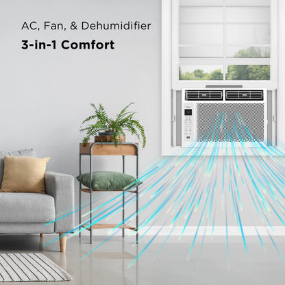 TCL 6,000 BTU Window Air Conditioner, 250 sq. ft., LED Display, Included Remote,  White, W6W32