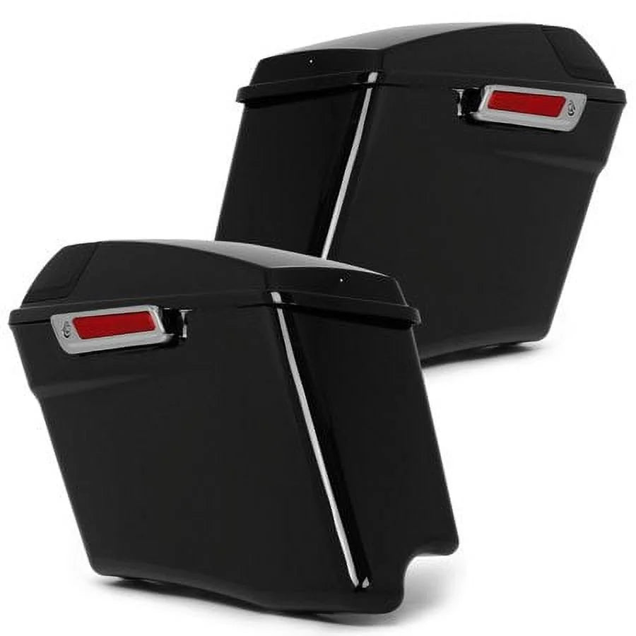 Kojem Hard Saddle Bags for 1993 - 2013 Harley Road King Glide Vivid Black Lockable Saddlebags
