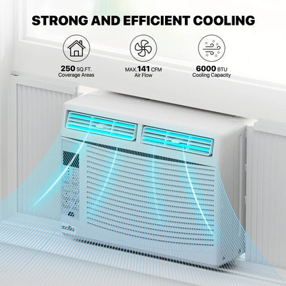 mollie 12,000 BTU 115V Window Air Conditioner, Cools Rooms up to 450 Sq.Ft., Window AC Unit with Remote Control, 24H-Timer and 3 Fan Speeds, White
