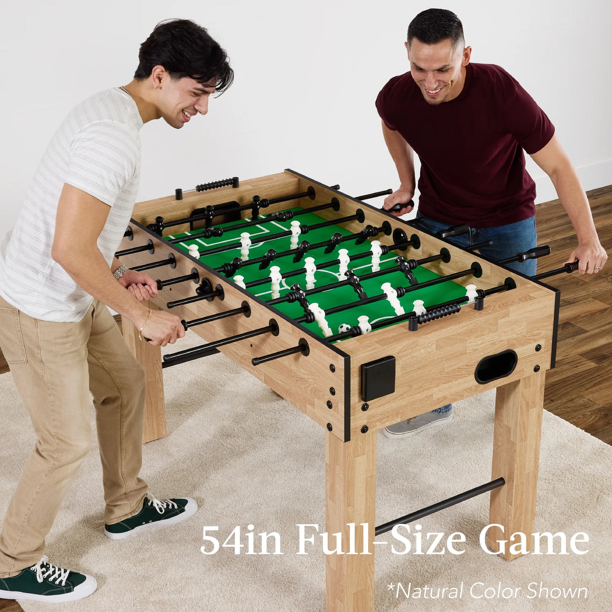 Best Choice Products Large 54in Full-Size Foosball Table for Home, Game Room w/ 2 Balls, 2 Cup Holders - Natural