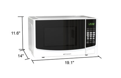 Emerson 0.9 Cu. Ft. 900 Watt, White Microwave Oven with Touch Control, MW9255W