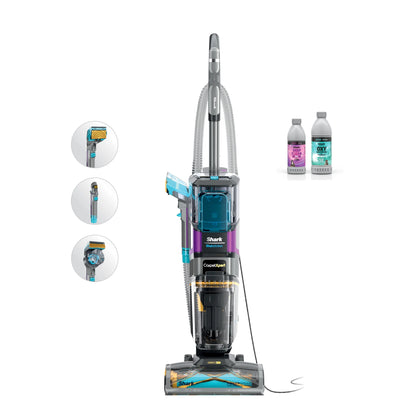 Shark CarpetXpert 2-in-1 Upright Deep Carpet Corded Vacuum, with HairPro StainStriker Technology, Built-in Spot & Stain Eliminator, with 12oz Deep Clean Pro and 16oz Oxy Multiplier, EX300 Gray