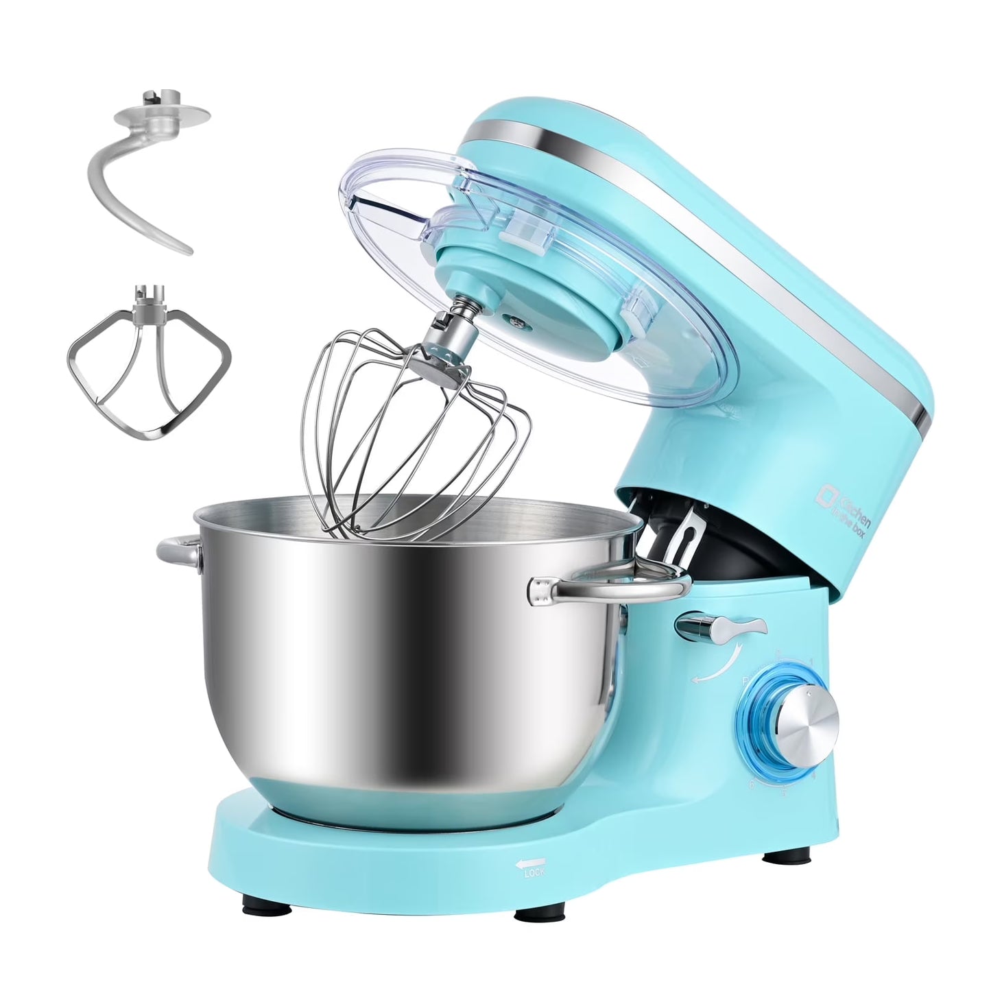 Kitchen in the box Tilt-Head Stand Mixer, Electric Kitchen Mixer with 6.5QT Stainless Steel Bowl, 660W Food Mixer with 6-Speed, Black