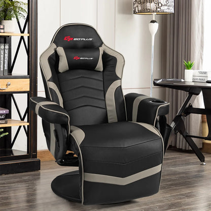 Goplus Massage Gaming Recliner Reclining Racing Chair Swivel Black