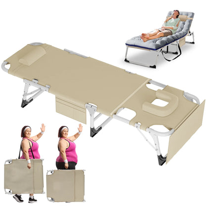 Slsy Folding Lounge Chair, 5-Position Adjustable Outdoor Reclining Chair, Folding Sleeping Bed Cot, Folding Chaise Lounge Chair for Pool Beach Patio Sunbathing