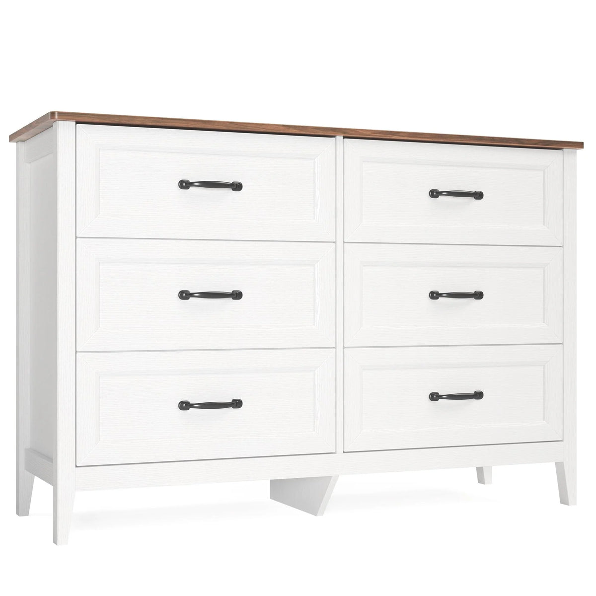 White Dresser, Lofka 6 Drawer Dresser for Bedroom, Chests of Drawers for Living Room, White?? Brown