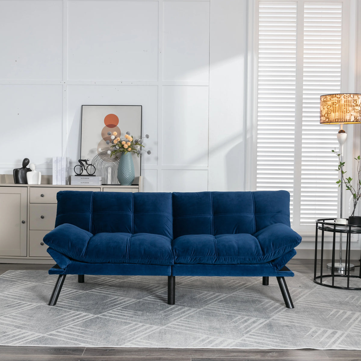 PAPROOS Convertible Sofa Bed, Folding Futon Sofa Bed, Upholstered Sofa Bed Couch, Loveseat Sleeper Sofa for Small Space, Apartment, Living Room, Cream