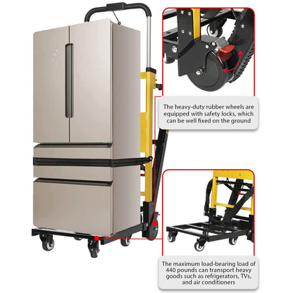 Rocita Electric Stair Climbing Truck, 441lb Load Heavy Duty Folding Stair Climber Dolly Moving Cart with 6 Wheels, Hand Truck Motor Battery Powered Truck