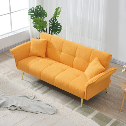 Futon Sofa Bed,Convertible Double Sofa Bed with Folding Armrests for Living Rooms and Small Spaces,Beige