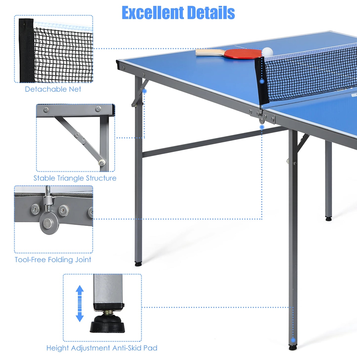 Goplus 6��x3�� Portable Tennis Ping Pong Folding Table w/Accessories Indoor Outdoor Game