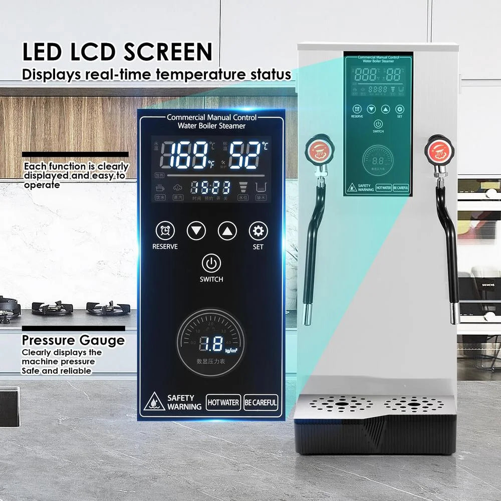 Commercial Milk Frother, 110V 1400W Automatic Foam Machine with LED Display for Coffee Shops (Black)