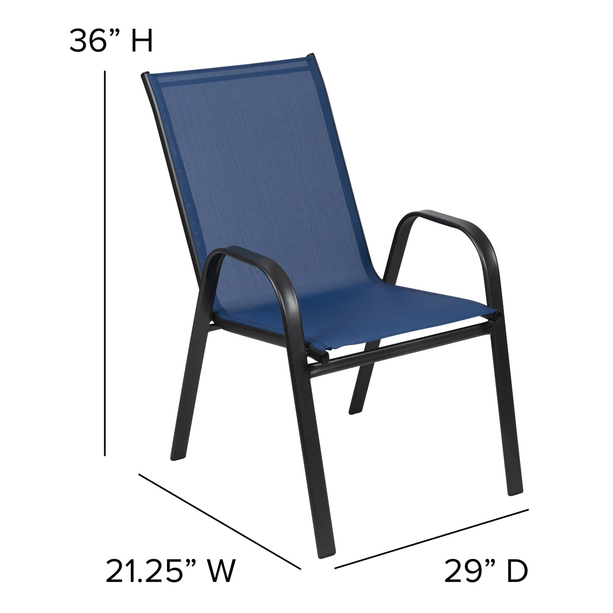 Emma + Oliver 4 Pack Gray Outdoor Stack Chair with Flex Comfort Material - Patio Stack Chair