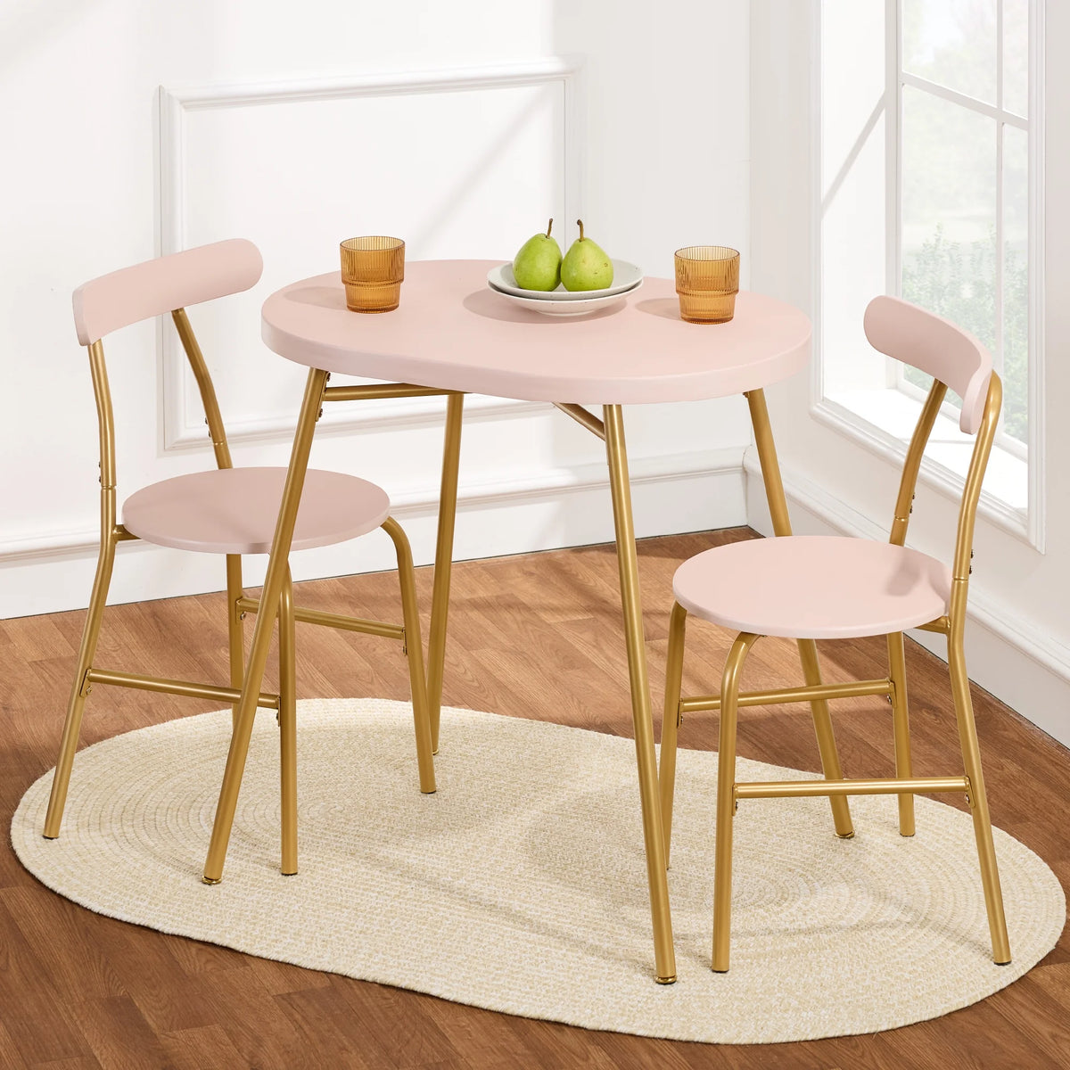 Best Choice Products 3-Piece Modern Oval Dining Table Set, Small Kitchen Dinette w/ 2 Chairs - Black/Black