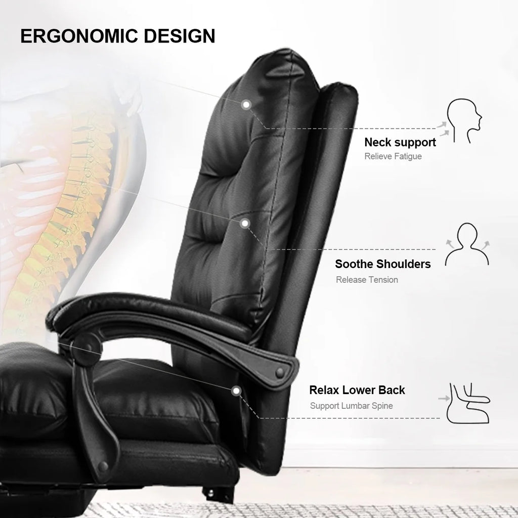 Comfortable Office Chair High Back Executive Desk Chair Leather Computer Gaming Chair Swivel Office Chairs with Footrest