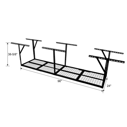 2x8FT Overhead Garage Storage Rack,Adjustable Storage Organization System,Heavy Duty Metal Garage Ceiling Storage Racks,450lbs Weight Capacity