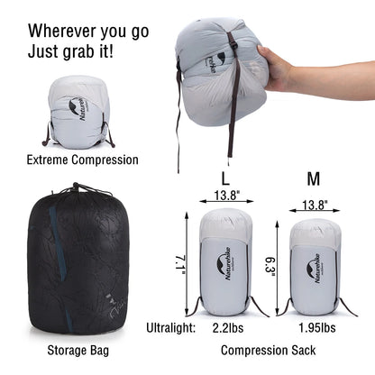 Naturehike Ultralight White Goose Down Sleeping Bag 750/550 Fill Power with Compression Sack