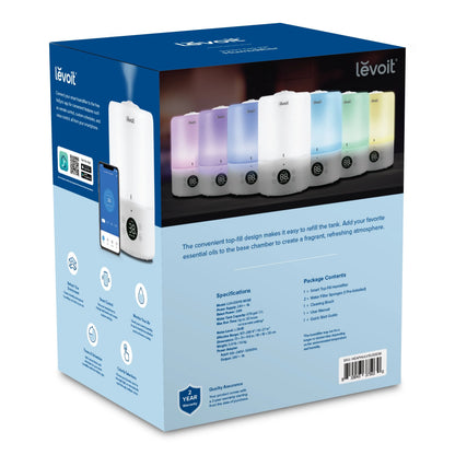 Levoit Smart Cool Mist Humidifier for Rooms, Top-Fill Humidifier for Baby with Sensor, Night Light, 3 Liter, Dual 200S, White