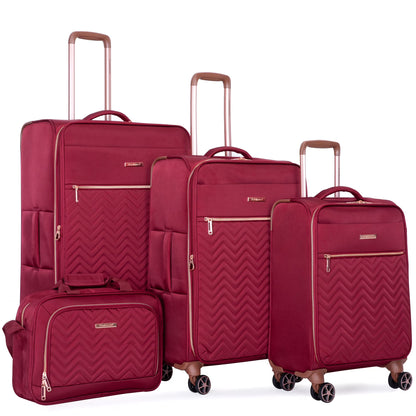 Travelhouse 4 Piece Luggage Set Softside Expandable Lightweight Suitcase with Double Spinner Wheels.(Black)
