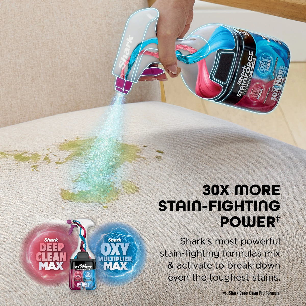 Shark StainForce Cordless Portable Spot, Stain, & Odor Remover System for Carpets, Area Rugs, Upholstery, Stairs, Cars, with Storage Caddy, and Full-Size Cleaning Solution, White, HX100
