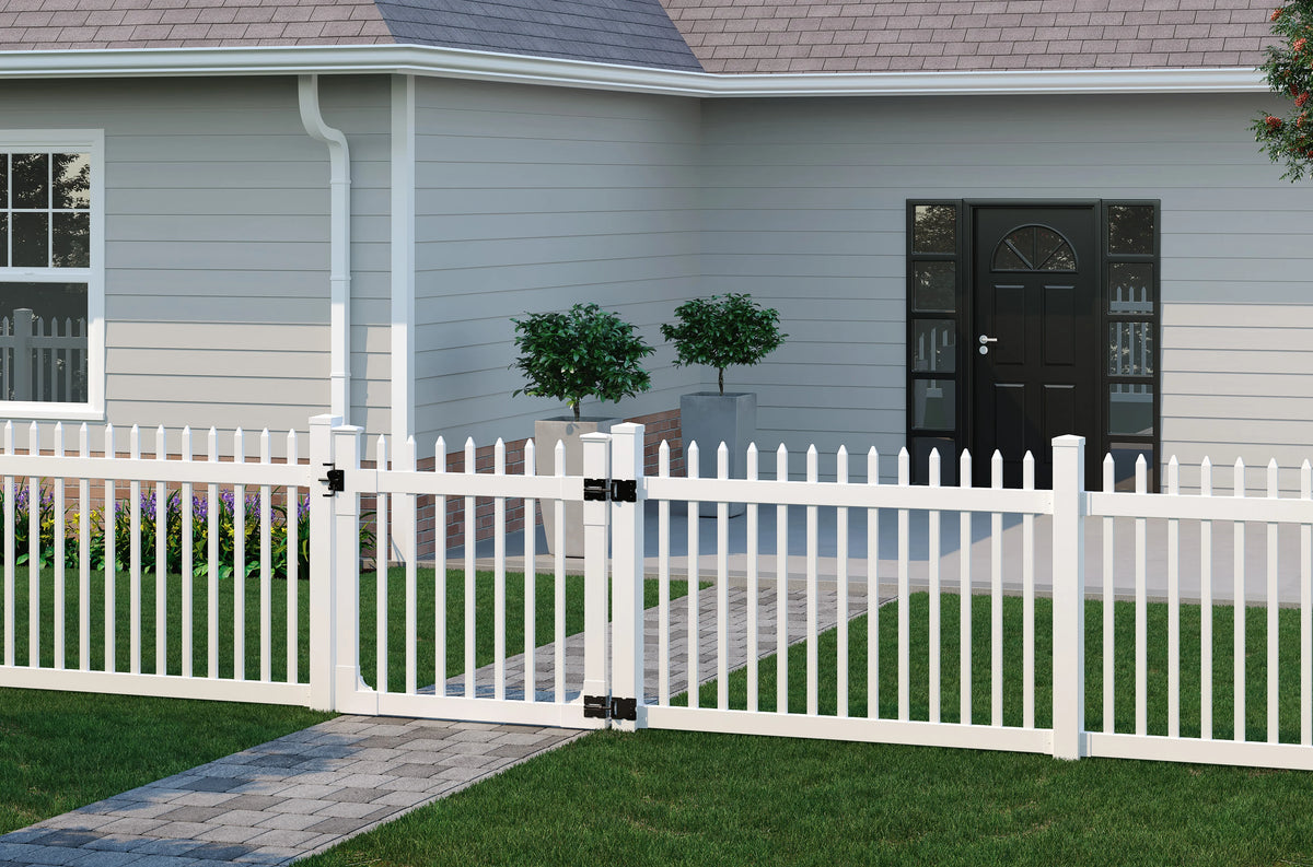 4ft H x 6ft W (1 Panel + 1 Post) No Dig WamBam Nantucket Fence Kit, White Vinyl Picket Fence Panel, Easy DIY Installation Fence Panel Kit, Durable Outdoor Fence for Yard or Garden, BL19101