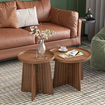 Round Coffee Table, Nesting Coffee Tables Set of 2, Circular Coffee Table