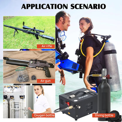 NUOGE Pcp Air Compressor,4500Psi 12V DC or 110V AC W/Converter Paintball/Scuba Tank Compressor Pump