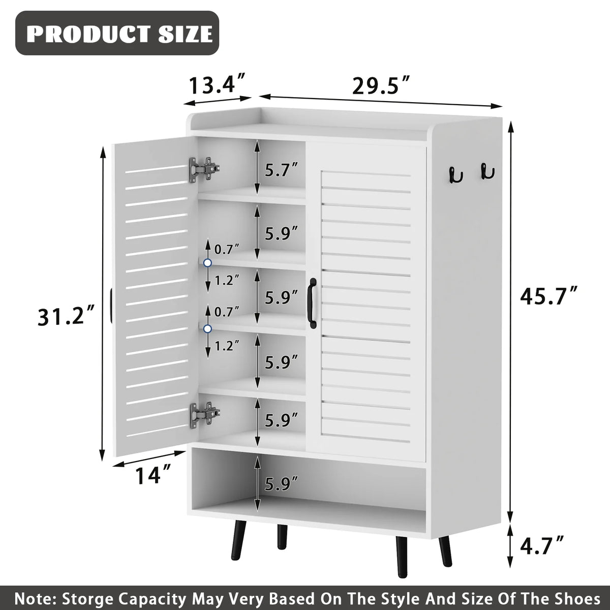 Shoe Cabinet with Doors,7-Tier Modern Shoe Storage Cabinet with Adjustable Shelves,50" Large Wooden Shoe Cabinet Storage for Entryway Front Door Hallway Living Room,White