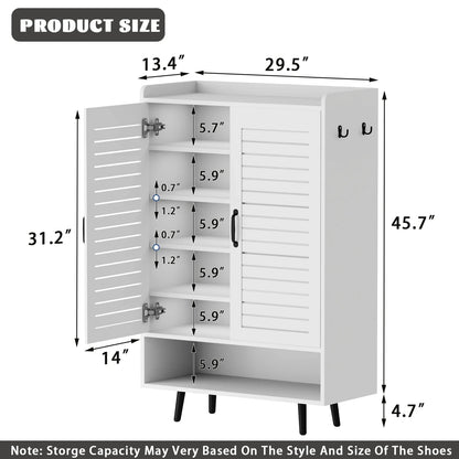 Shoe Cabinet with Doors,7-Tier Modern Shoe Storage Cabinet with Adjustable Shelves,50" Large Wooden Shoe Cabinet Storage for Entryway Front Door Hallway Living Room,White