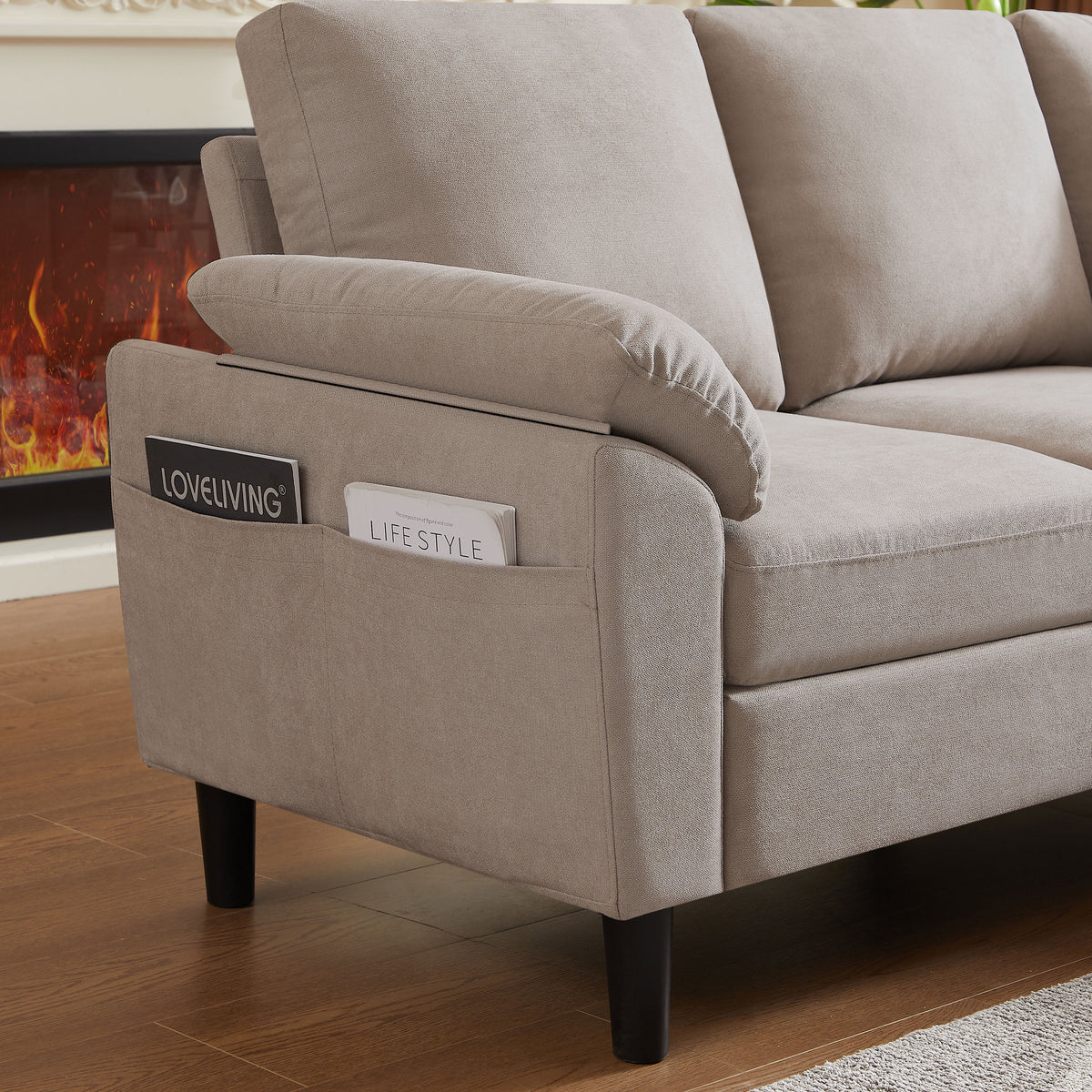 Pingliang Home Sectional Sofa Couch with Storage Ottoman,Modern 3 Seat L Shaped Sofa Couch for Living Room Apartment Studio Office