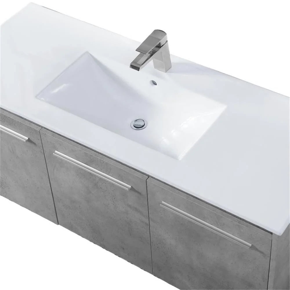 Elegant Kitchen and Bath 48 Inch  Single Bathroom Floating Vanity In Concrete Grey