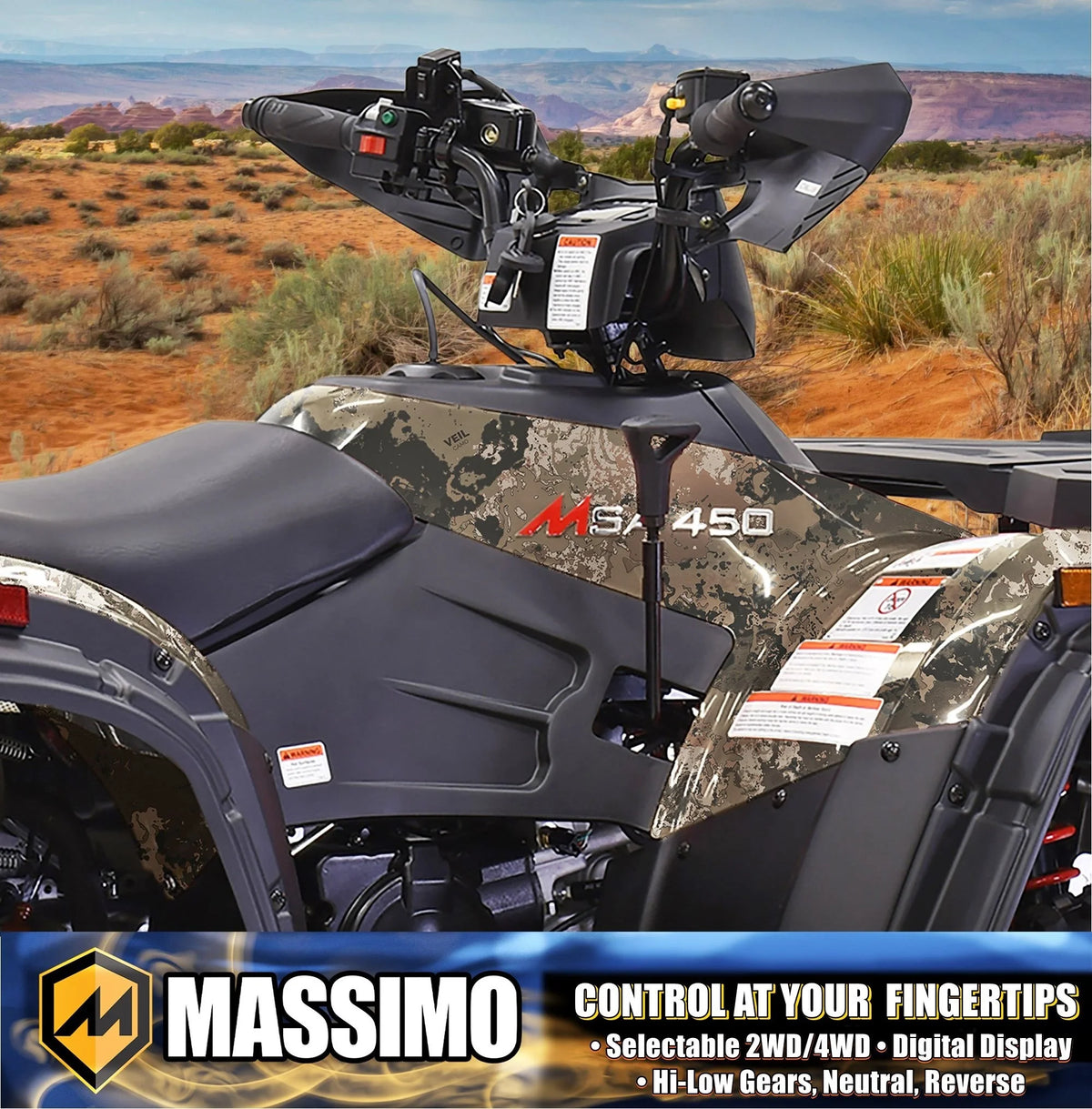 Massimo MSA450F Adult ATV Quad 352cc 25 HP 4 Stroke 4-Wheeler - Sand