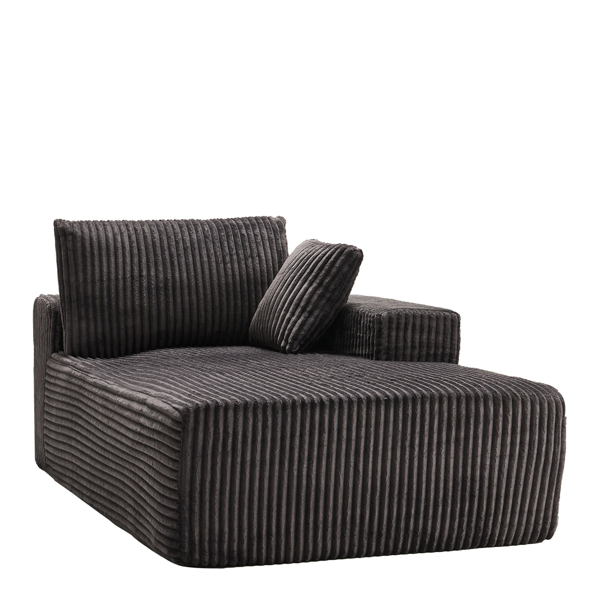 LUMIHO Chaise Lounge Chair Indoor, 42" Sleeper Chair with Two Throw Pillows and Armrests, Corduroy Chaise Couch Chair with Ottoman for Living Room, Bedroom, Apartment, Green