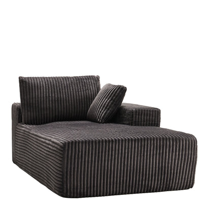 LUMIHO Chaise Lounge Chair Indoor, 42" Sleeper Chair with Two Throw Pillows and Armrests, Corduroy Chaise Couch Chair with Ottoman for Living Room, Bedroom, Apartment, Green