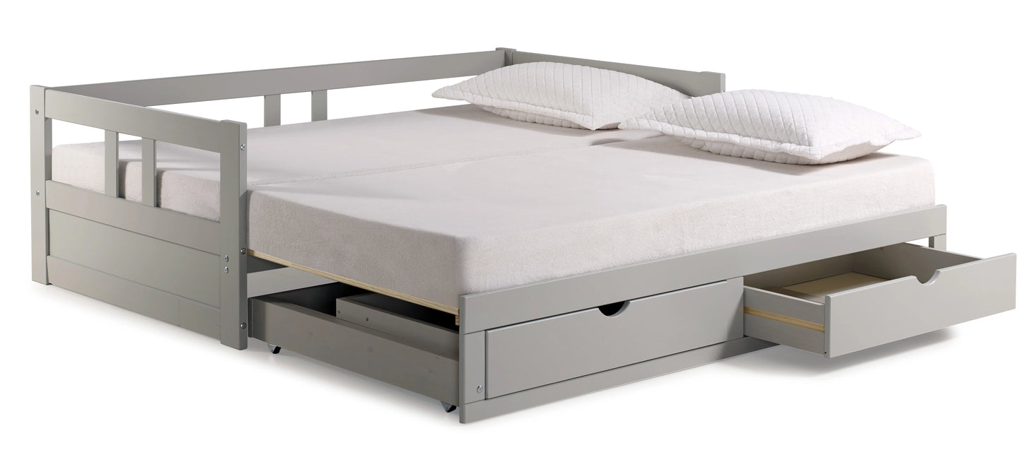 Melody Twin to King Extendable Day Bed with Storage White