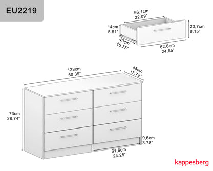 Kappesberg Foster Gray 3-Piece Bedroom Set �C 6-Drawer Dresser and 2 Nightstands, 50.2"W