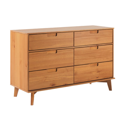 Walker Edison Sonoma 6-Drawer Solid Wood Caramel Dresser