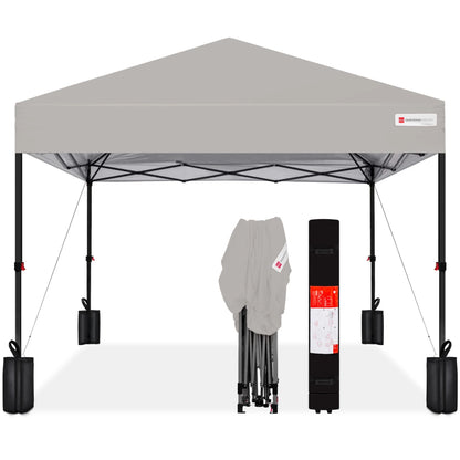 Best Choice Products 12x12ft Easy Setup Pop Up Canopy w/ 1-Button Setup, Wheeled Case, 4 Weight Bags - Navy Blue