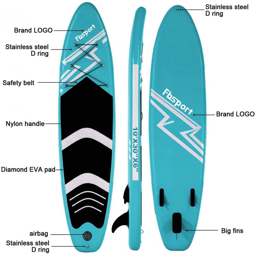 FBSPORT Paddle Board 11'x33"x6" Extra Wide Inflatable Stand Up Paddle Board with SUP Accessories Including Paddle,Backpack,Waterproof Bag,Leash,and Hand Pump