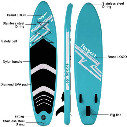 FBSPORT Paddle Board 11'x33"x6" Extra Wide Inflatable Stand Up Paddle Board with SUP Accessories Including Paddle,Backpack,Waterproof Bag,Leash,and Hand Pump